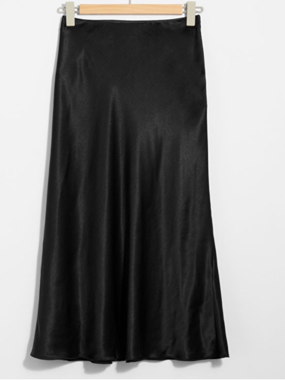 Paris Atelier & Other Stories Black Satin Slip Skirt Size 0 Midi - Picture 2 of 3